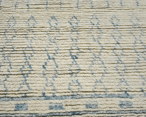 13 Feet Moroccan Beige Hand Woven Wool Runner Rug